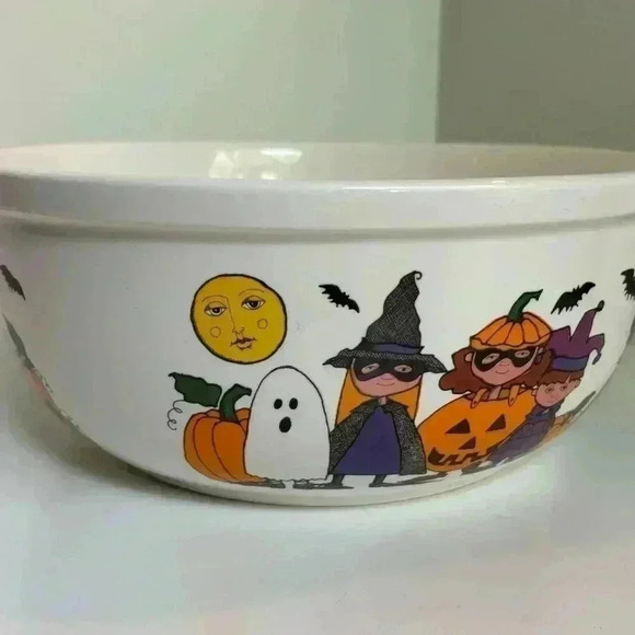 Goblins by Ursula Dodge stoneware trick or treat candy  bowl - Picture 3 of 11
